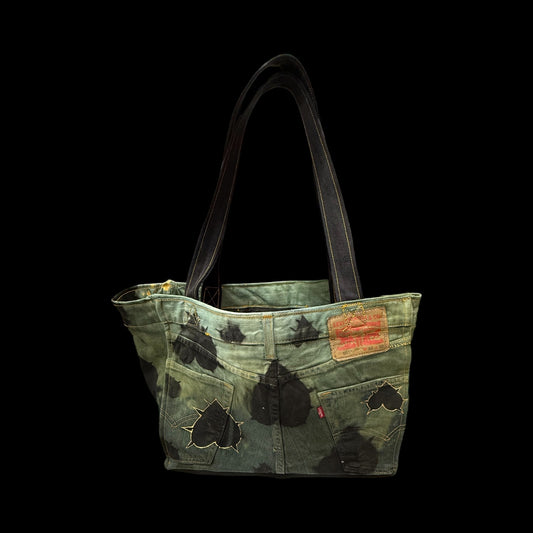 Born With No Rules – Vintage Green Denim Tote