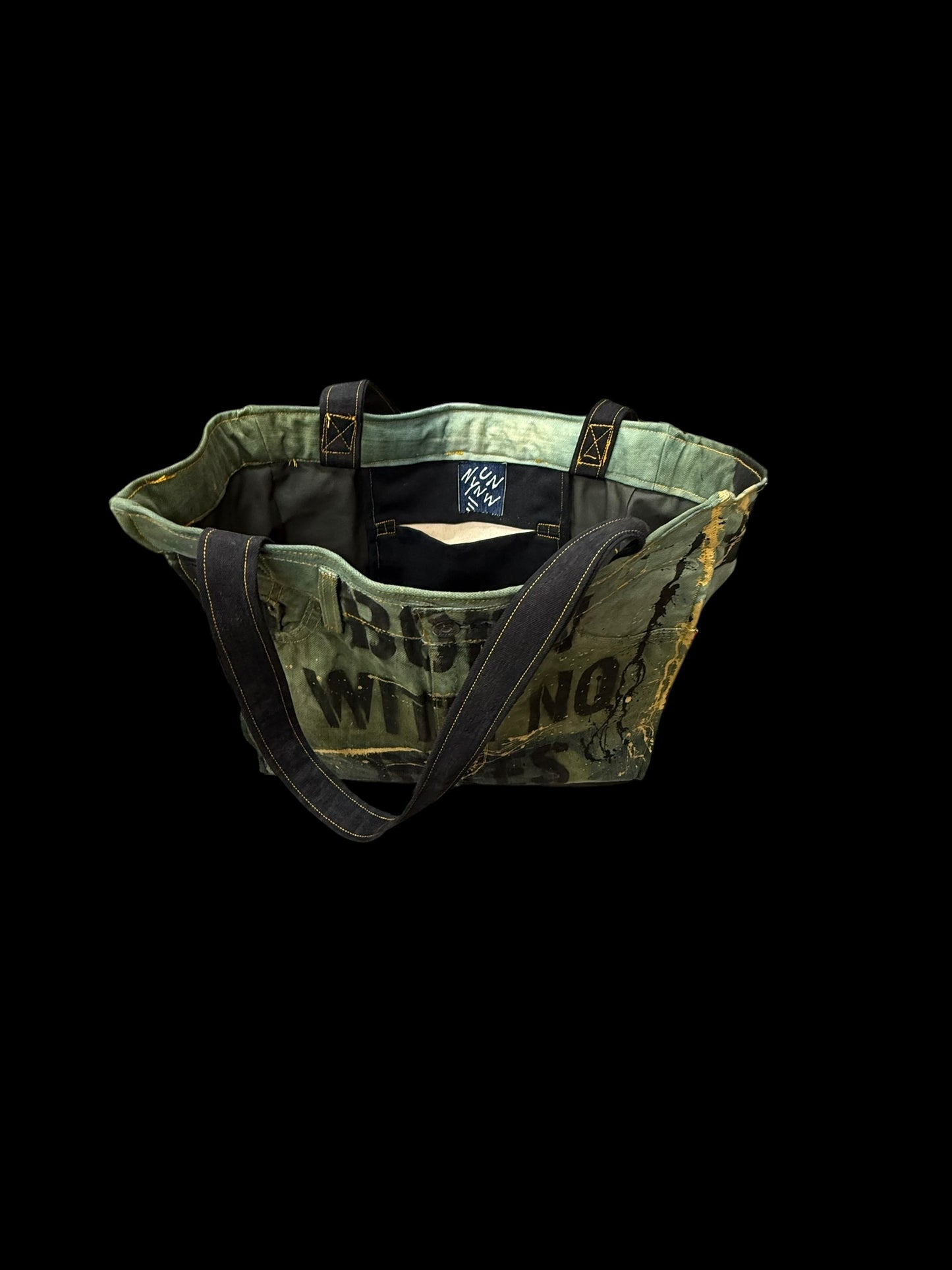 Born With No Rules – Vintage Green Denim Tote