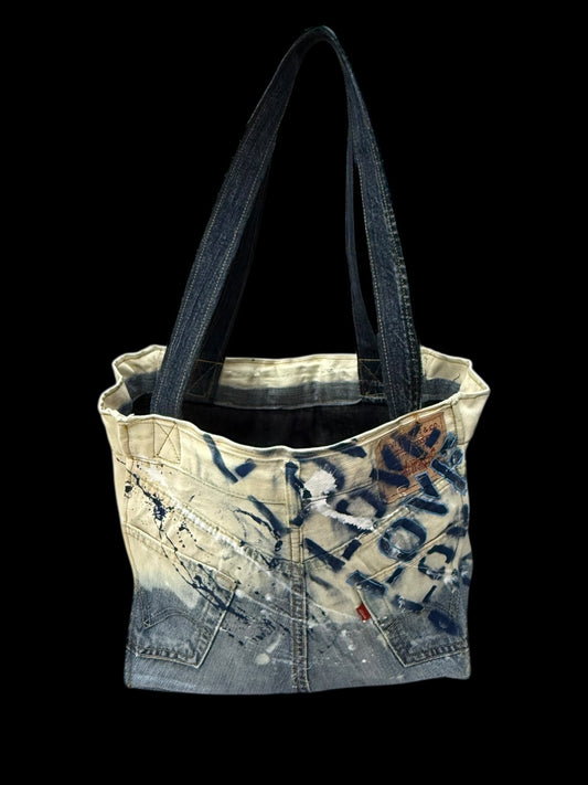 Denim Bag - Blue - White/Blue Splatter Love