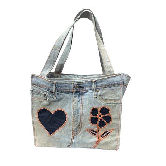 The Louie Collection - The Girls Denim Tote-Orange Trim