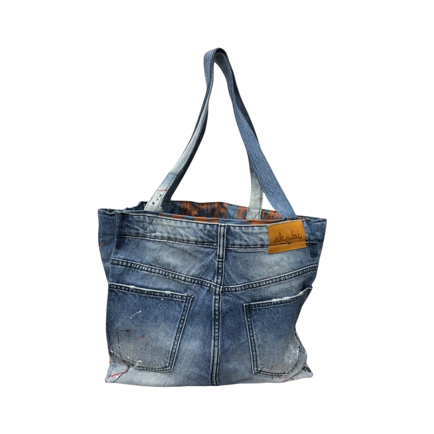 Faded Glory Denim Tote Paint Splatter