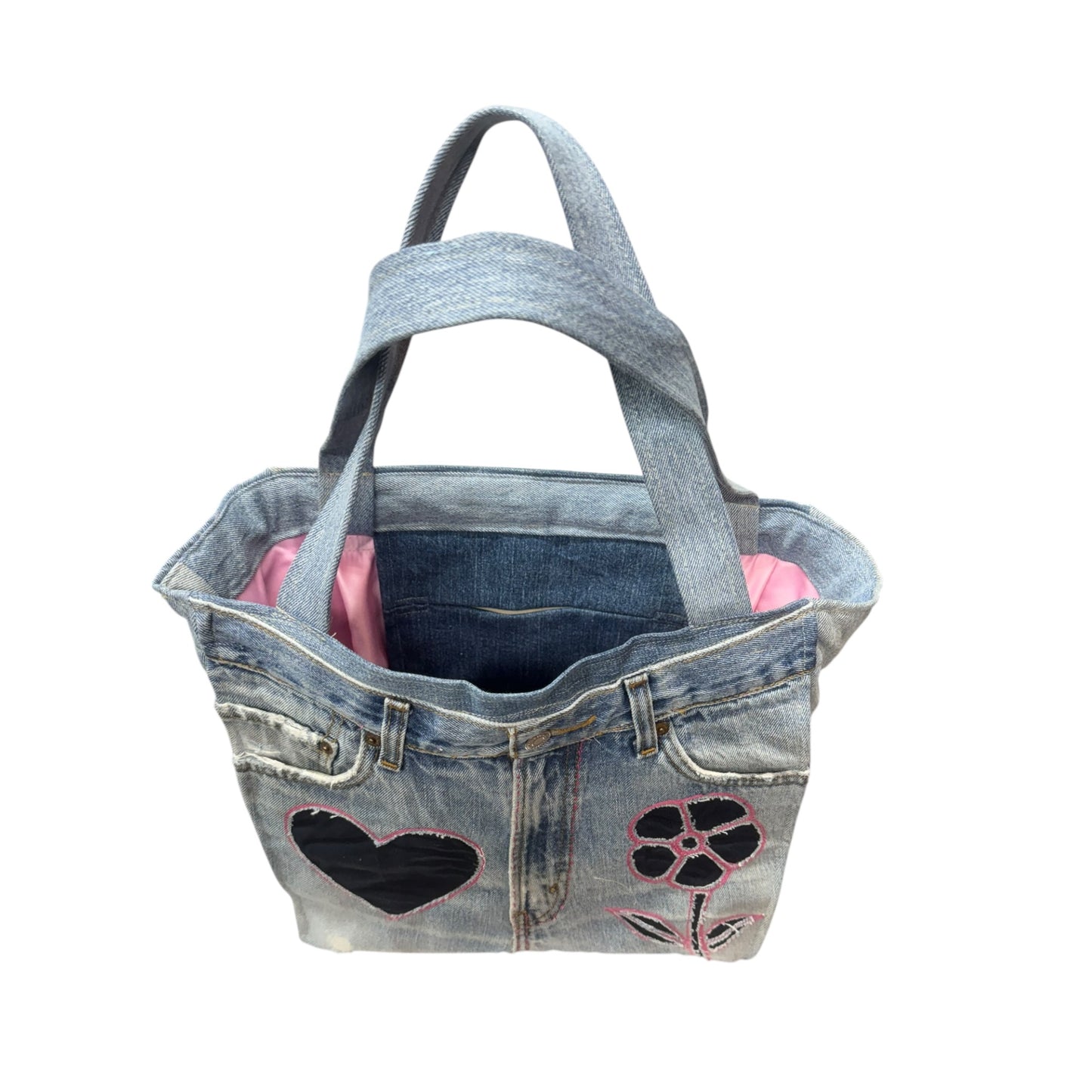 The Louie Collection - The Girls Denim Tote-Pink Trim