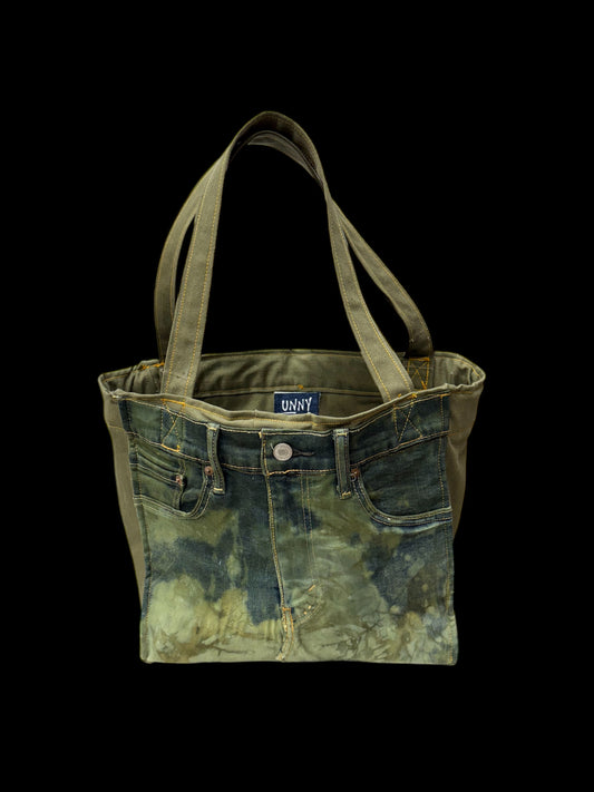 Vintage Faded Glory Tote-Green Camo Denim