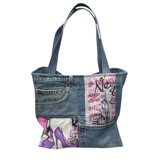 The Louie Collection-Downtown Darling Denim Tote