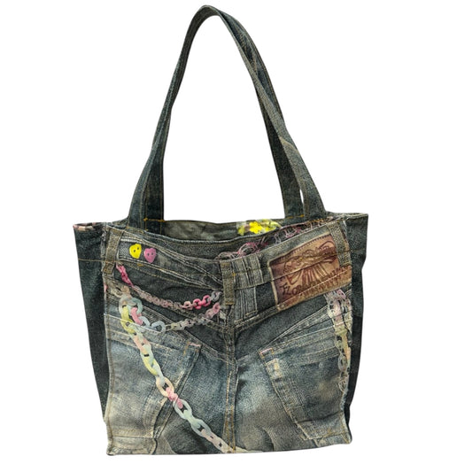 Faded Glory Denim Tote- Chains and Tags