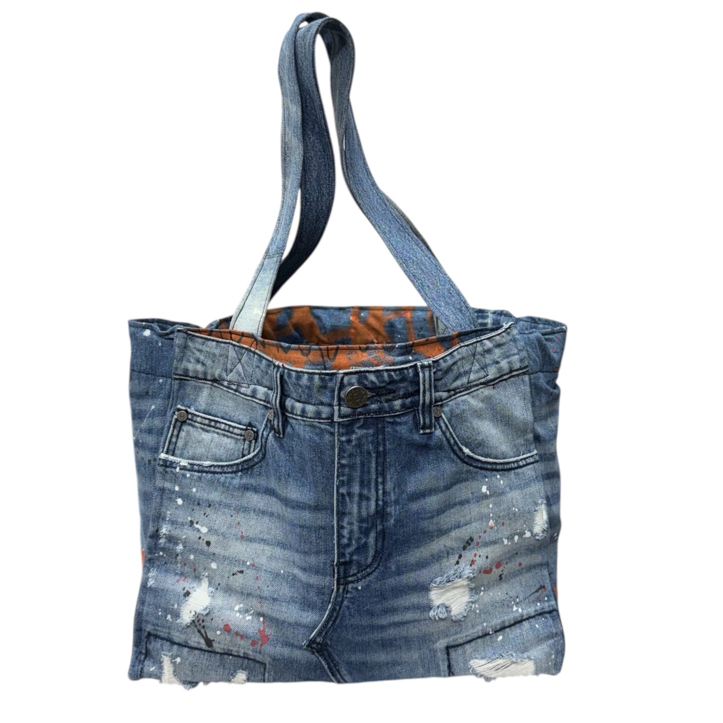 Faded Glory Denim Tote Paint Splatter
